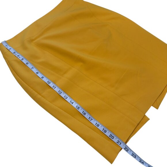 Express Womens Yellow Pencil Skirt SZ 8 Stretch Blend Back Zipper Office Casual - Picture 6 of 9